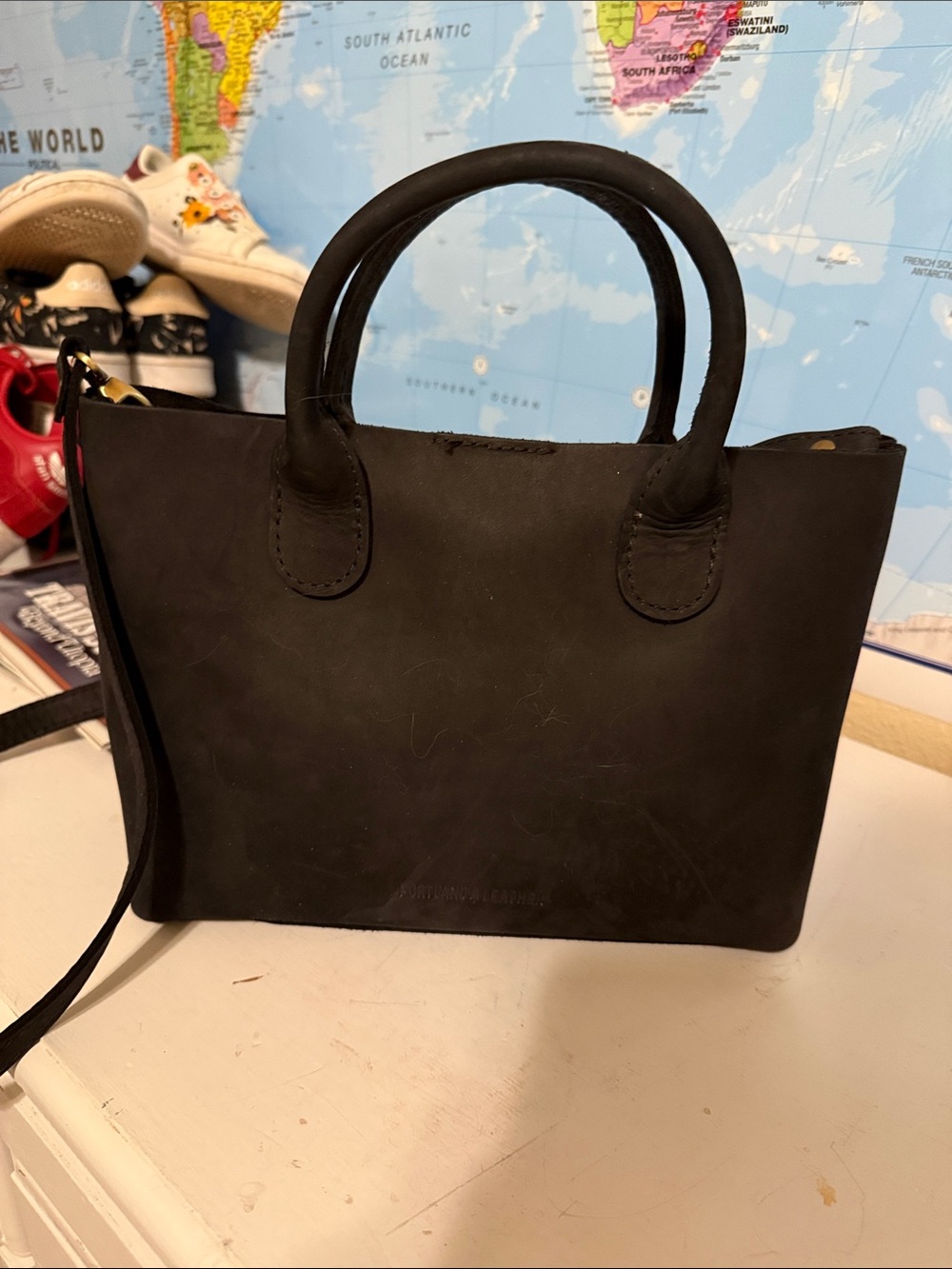 Portland Leather Goods  Black Leather raindrop Bag - Minimalist Women's Handbag